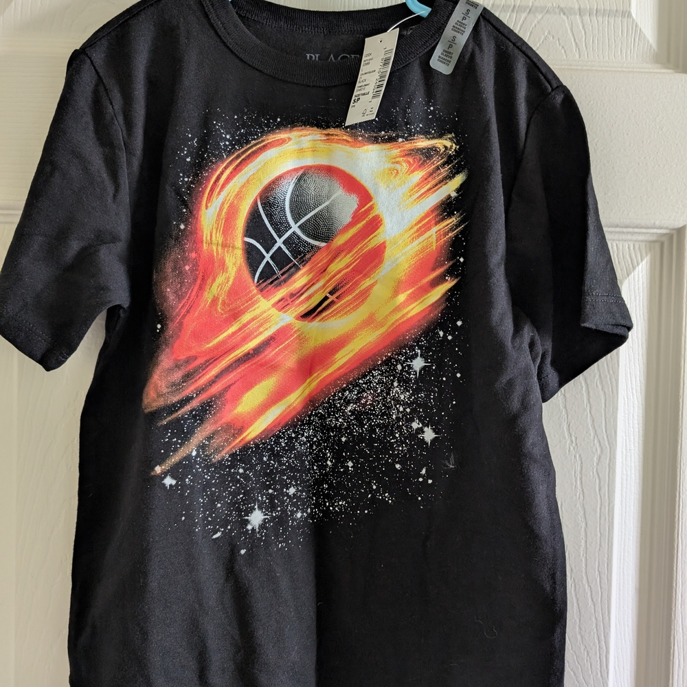 3 For $15 Bundle - The Children's Place Black Tee with Fiery Basketball Graphic
